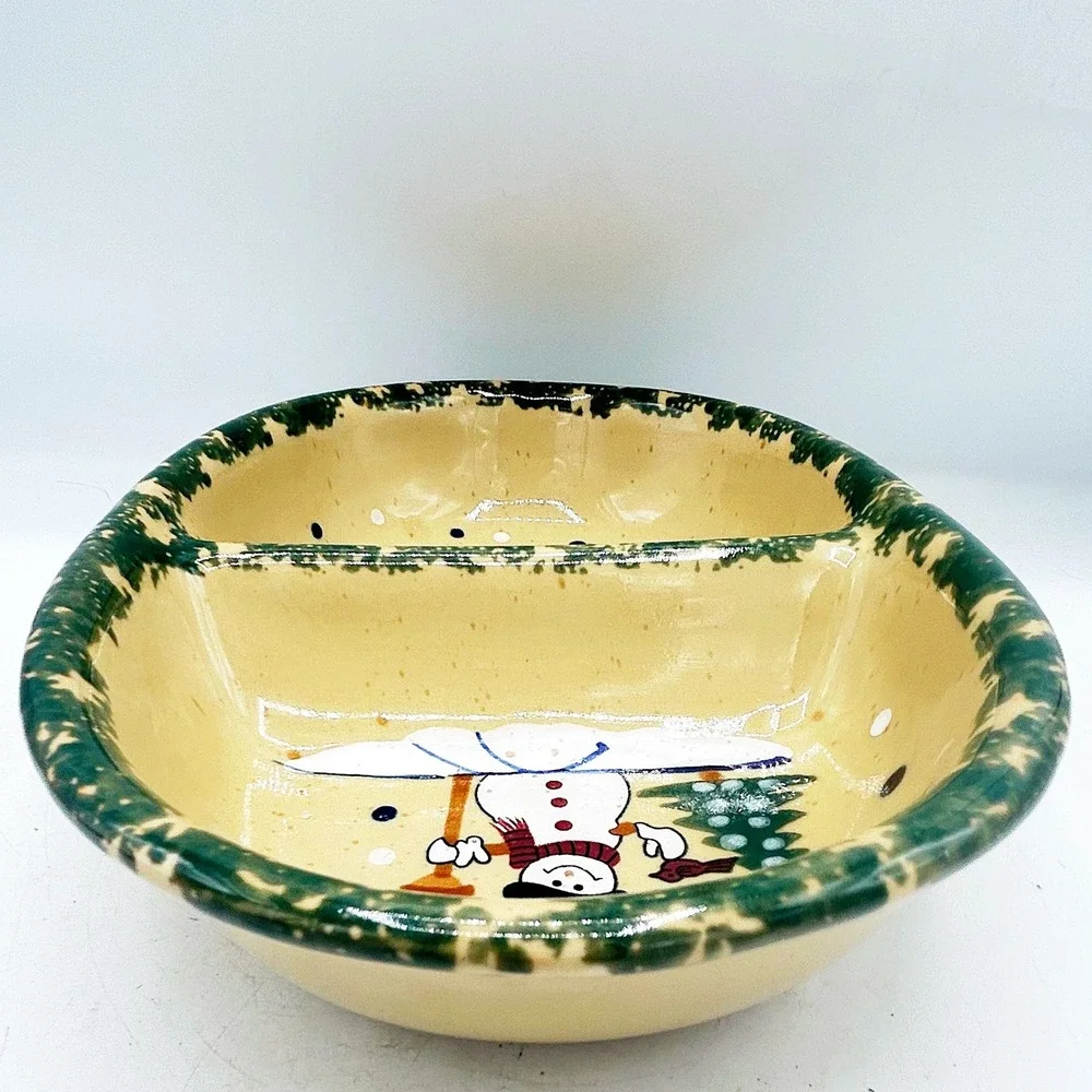 Country Snowman Stoneware Divided‎ Dish by LTD Commodities, Inc